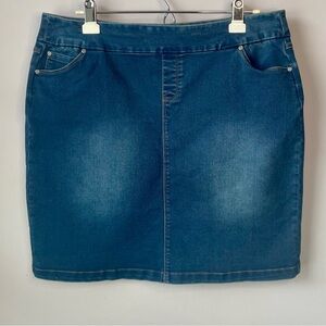 Lulu-B Medium Blue Denim Mini Skirt Stretch Size 14 Festival Western Rodeo